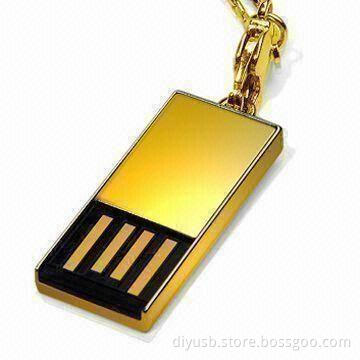 Golden USB Flash Stick, Supports Lifetime Warranty with Free Logo, Uses Branded Samsung Microchip